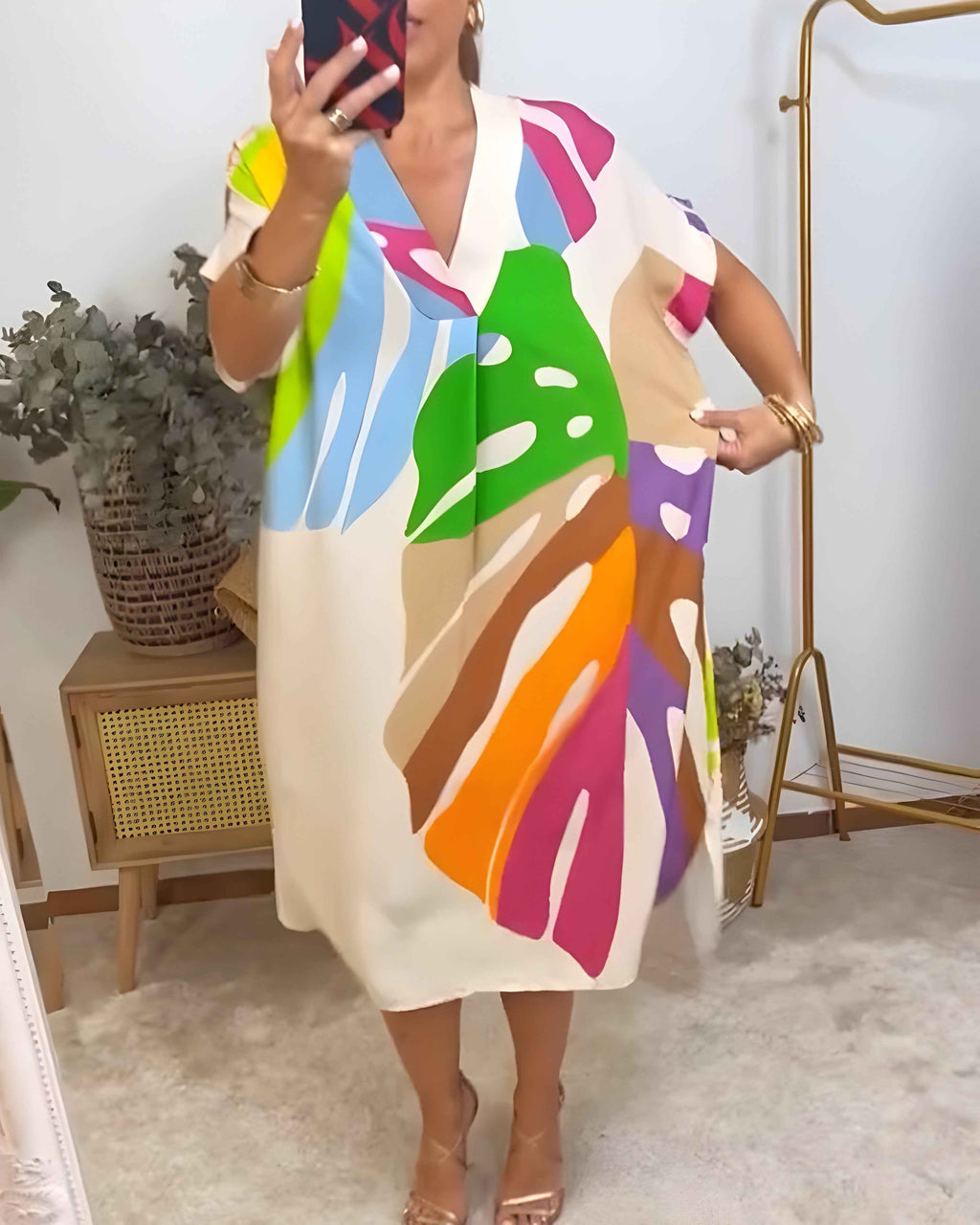 RIANNA | PRINTED SHORT-SLEEVE DRESS