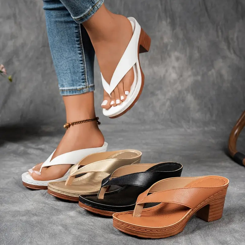 LEONA | BLOCK-HEEL SLIP-ON SANDALS