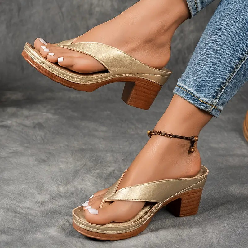 LEONA | BLOCK-HEEL SLIP-ON SANDALS
