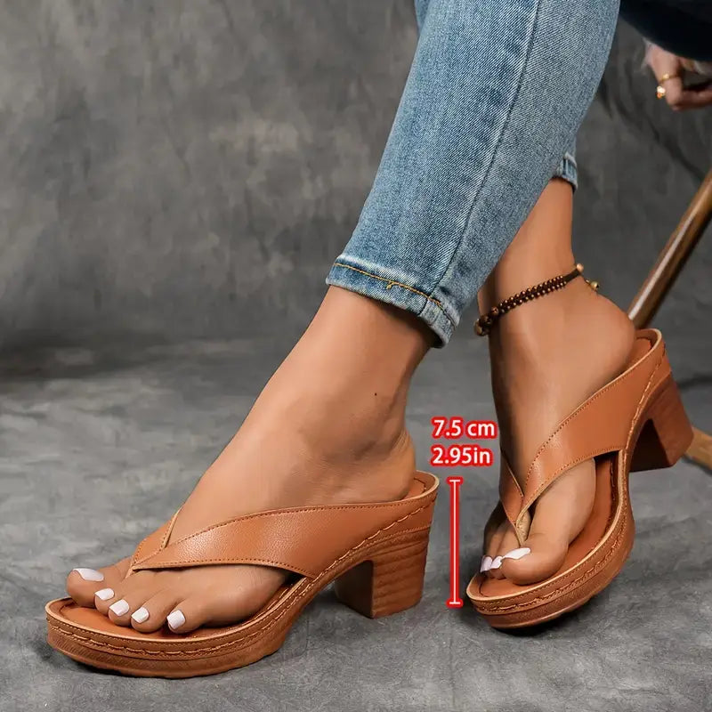 LEONA | BLOCK-HEEL SLIP-ON SANDALS
