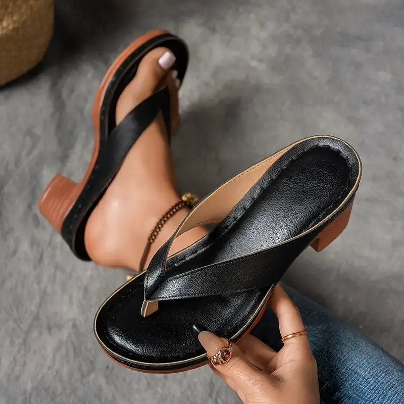 LEONA | BLOCK-HEEL SLIP-ON SANDALS