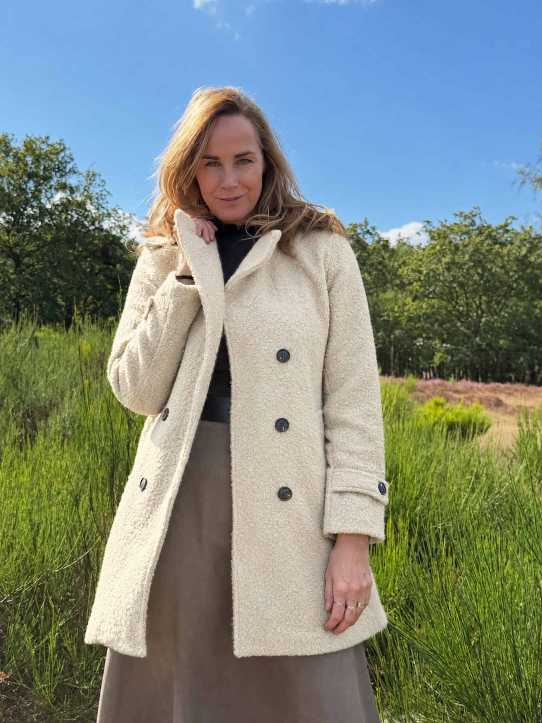 Fabienne double-breasted textured coat