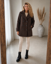 Fabienne double-breasted textured coat