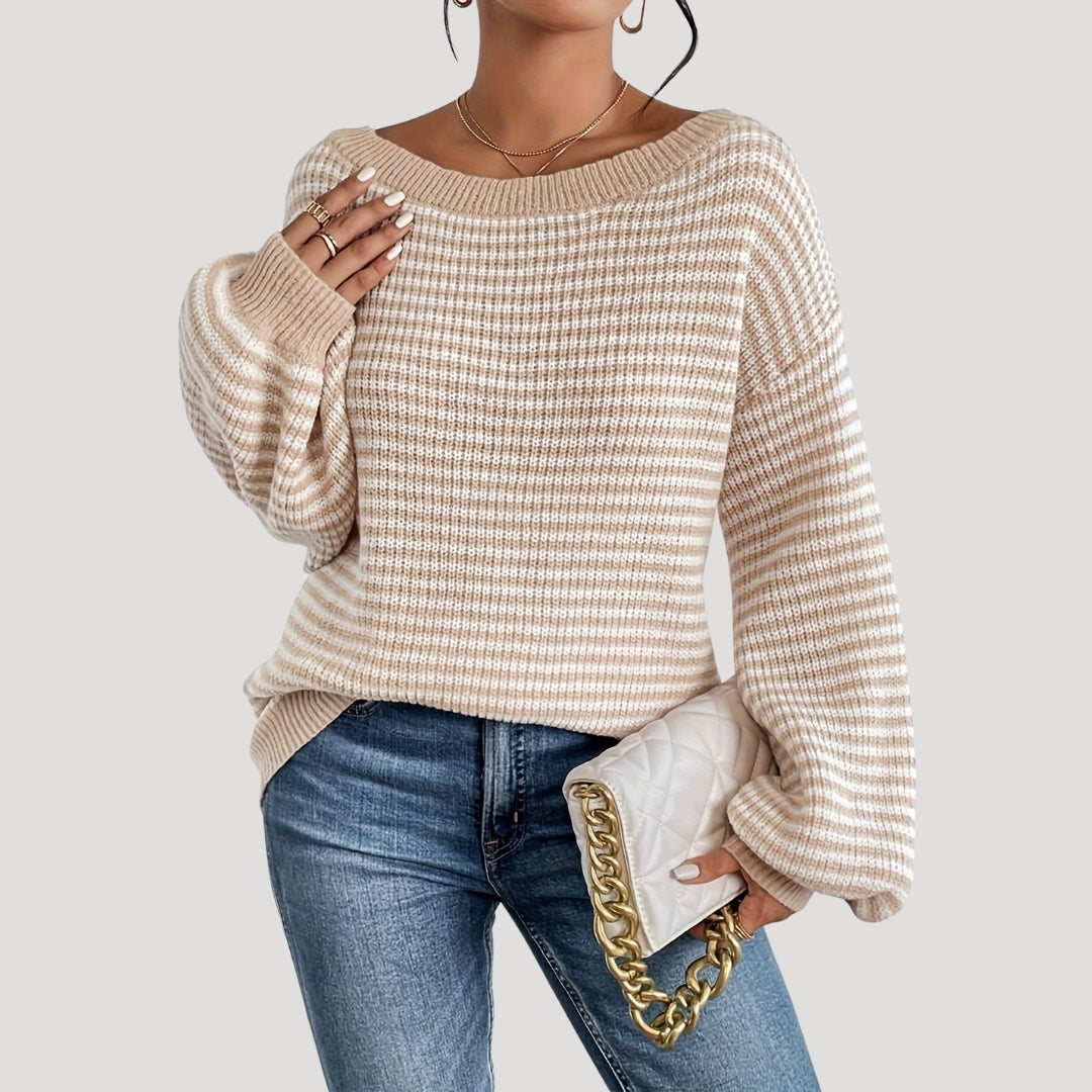 Tambra | Striped Wide-Neck Jumper