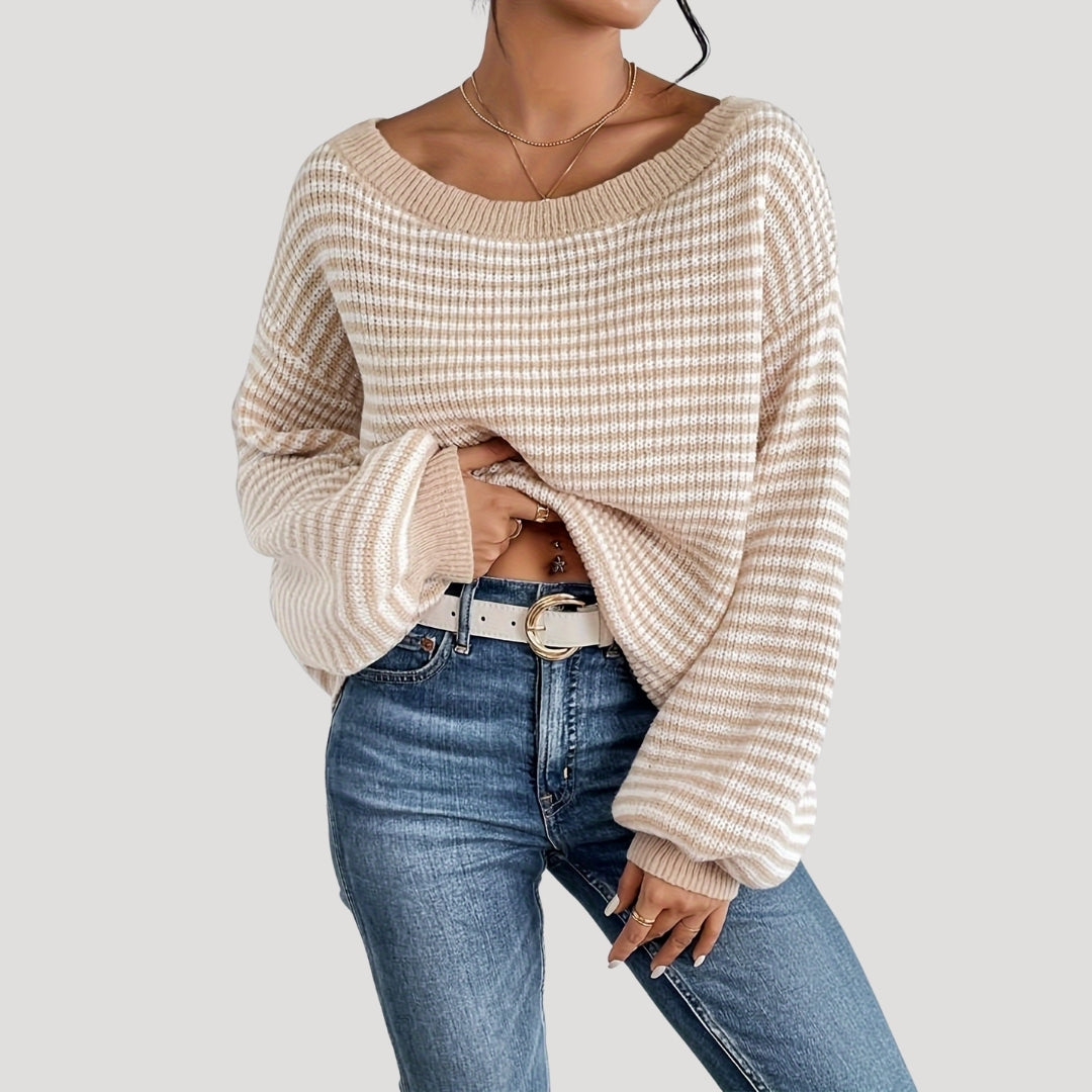 Tambra | Striped Wide-Neck Jumper
