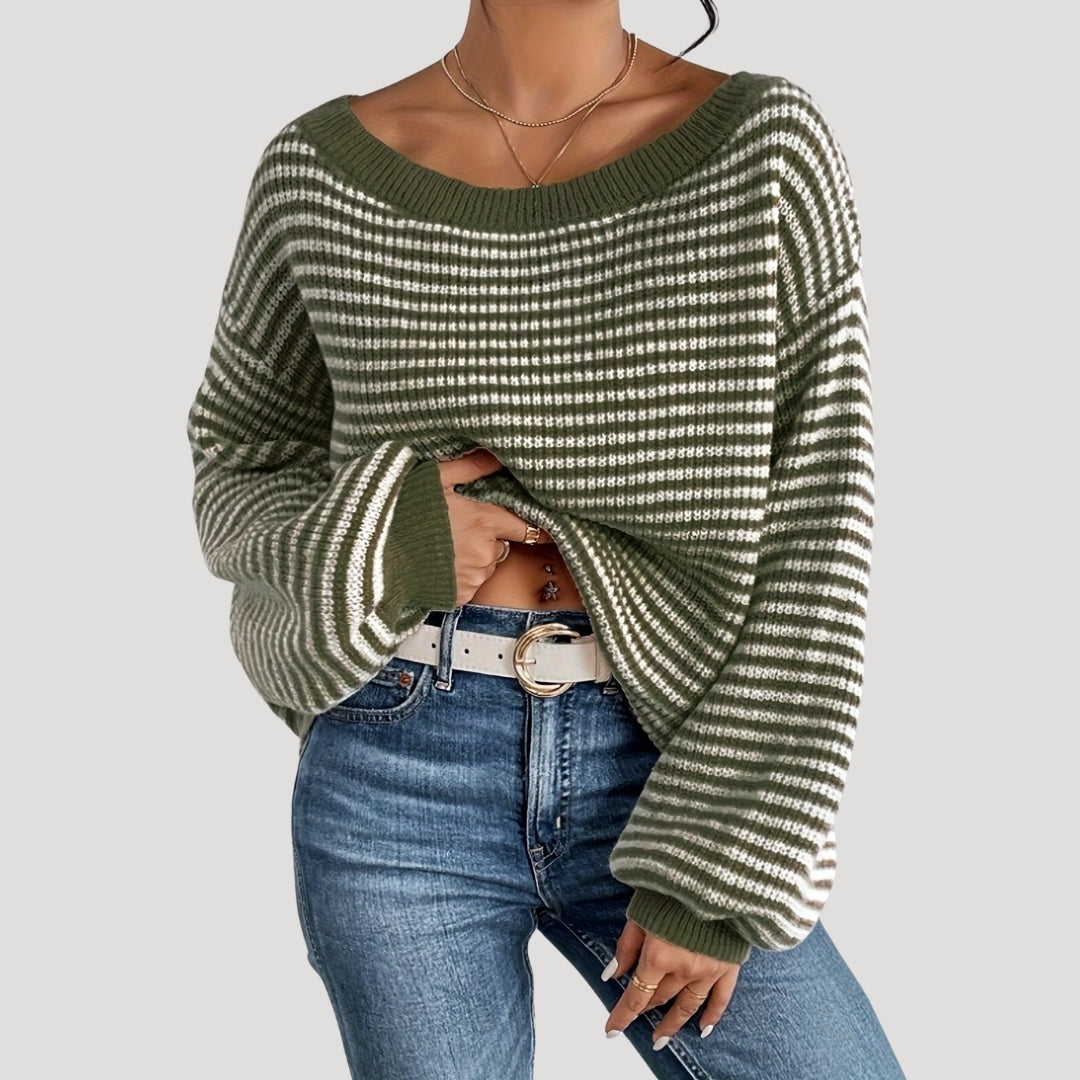 Tambra | Striped Wide-Neck Jumper