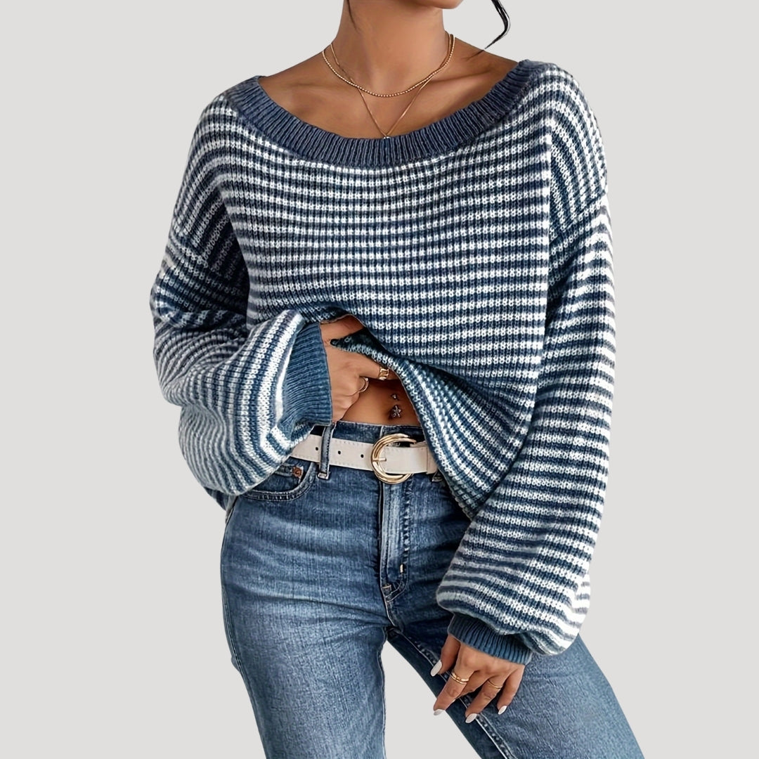 Tambra | Striped Wide-Neck Jumper