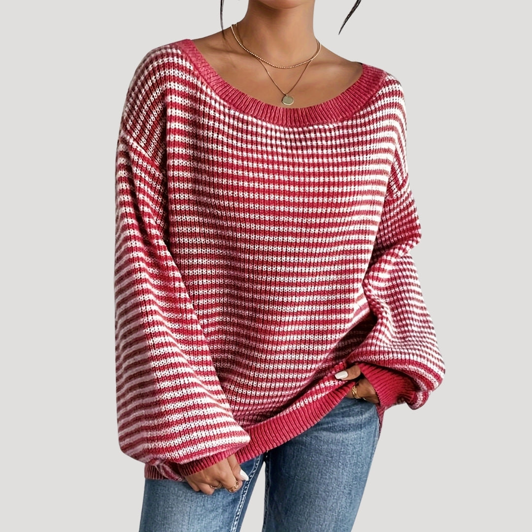Tambra | Striped Wide-Neck Jumper