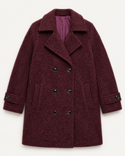 Fabienne double-breasted coat in burgundy