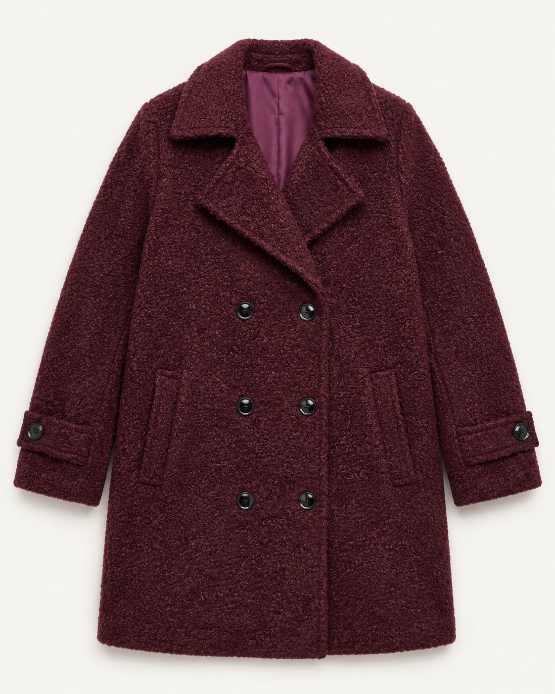 Fabienne double-breasted coat in burgundy