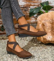 Drusilla – Closed-Toe Wedge Heels with Cross Straps