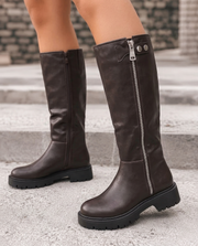 Godelieve adjustable zip boots in brown