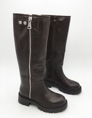 Godelieve adjustable zip boots in brown