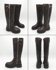 Godelieve adjustable zip boots in brown