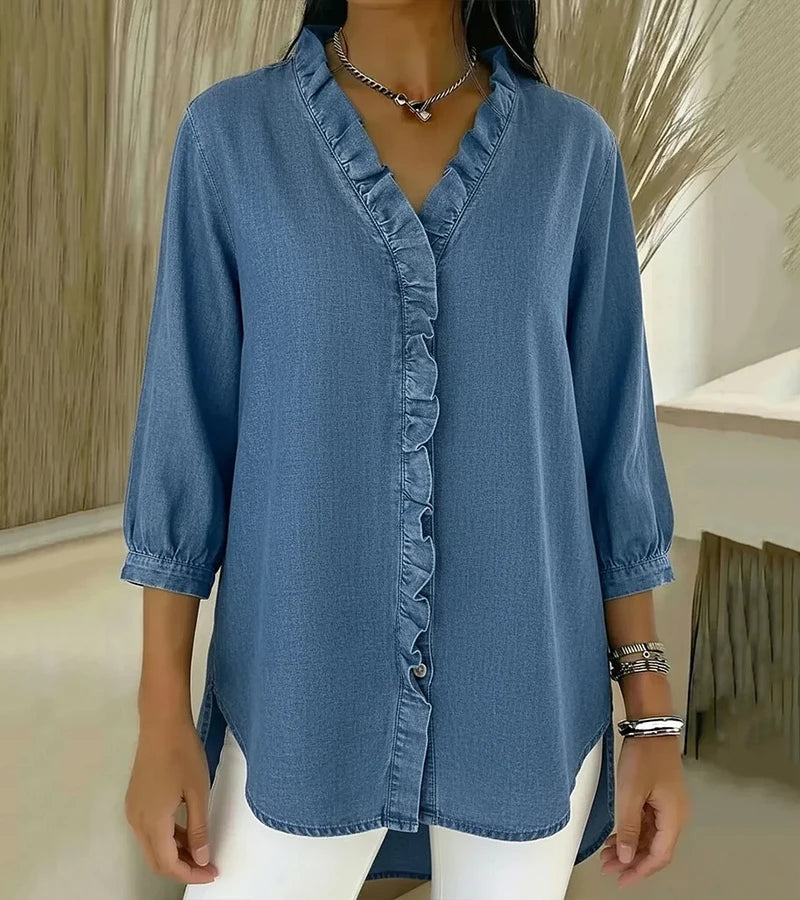 Susy | Ruffle-Placket Shirt