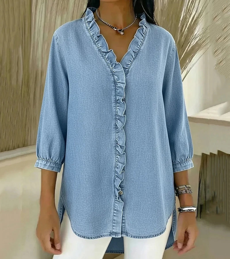 Susy | Ruffle-Placket Shirt