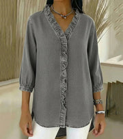 Susy | Ruffle-Placket Shirt