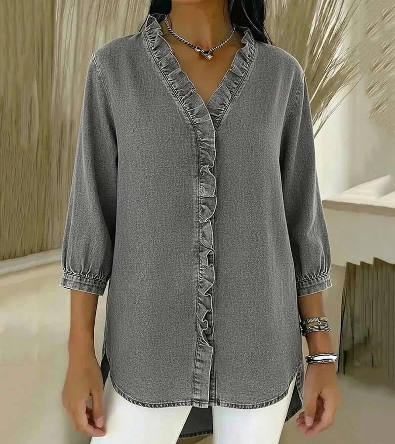 Susy | Ruffle-Placket Shirt