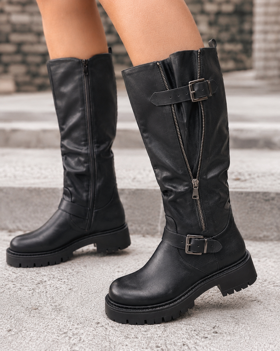 Angharad adjustable-shaft boots in black