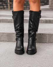 Angharad adjustable-shaft boots in black