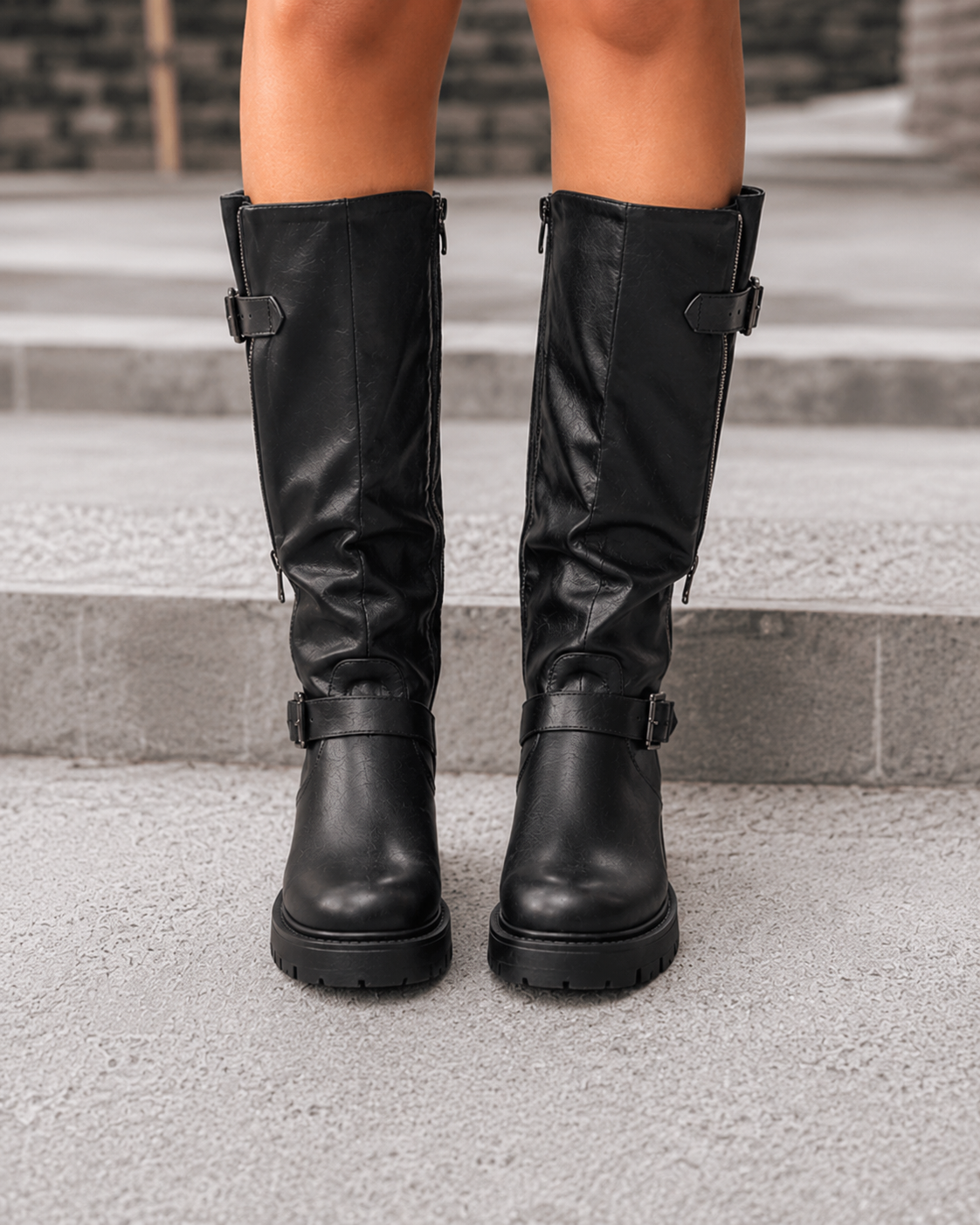 Angharad adjustable-shaft boots in black