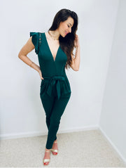 Ladawn | Ruffle-Sleeve V-Neck Jumpsuit