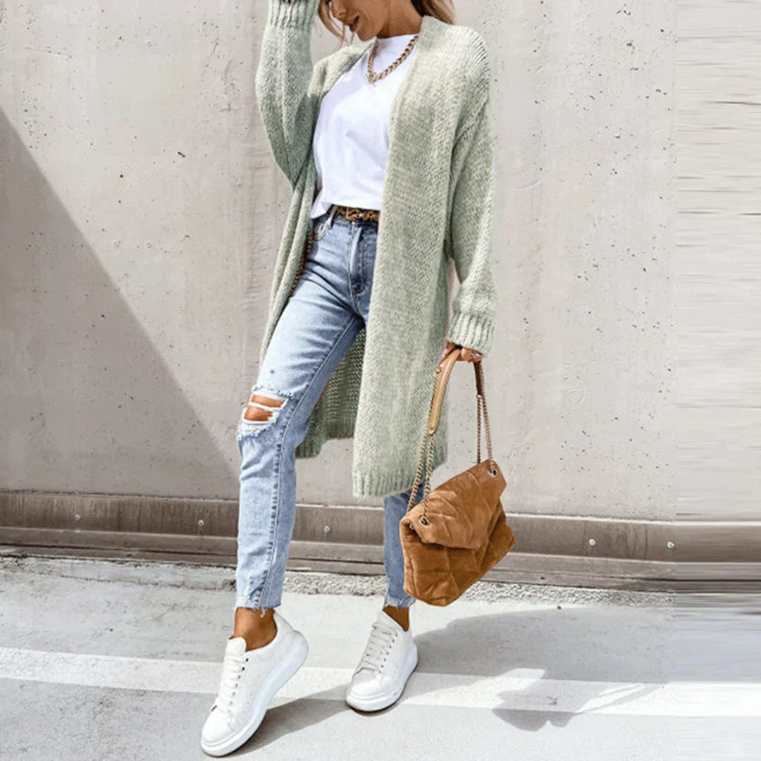 Nicolina | Open-Front Long Cardigan