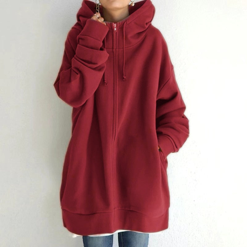 Zoila | Longline Zip-Neck Hoodie