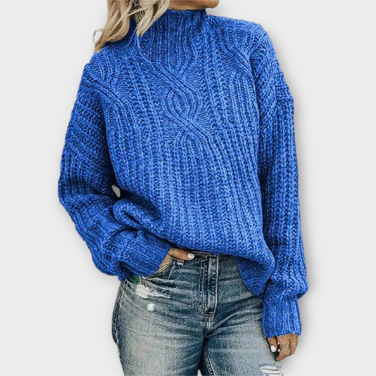 Harper | Black Comfortable Jumper With Cable Pattern