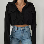 Shayla | Cropped Button-Front Utility Jacket