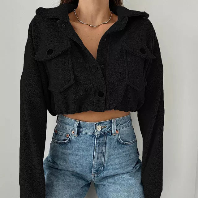 Shayla | Cropped Button-Front Utility Jacket
