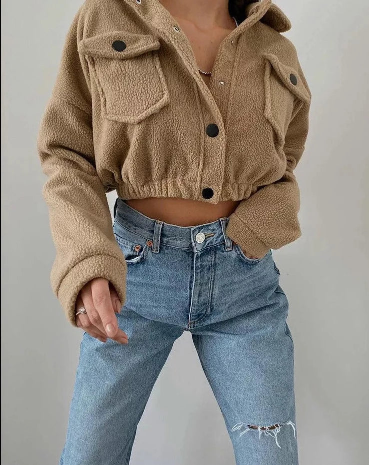 Shayla | Cropped Button-Front Utility Jacket