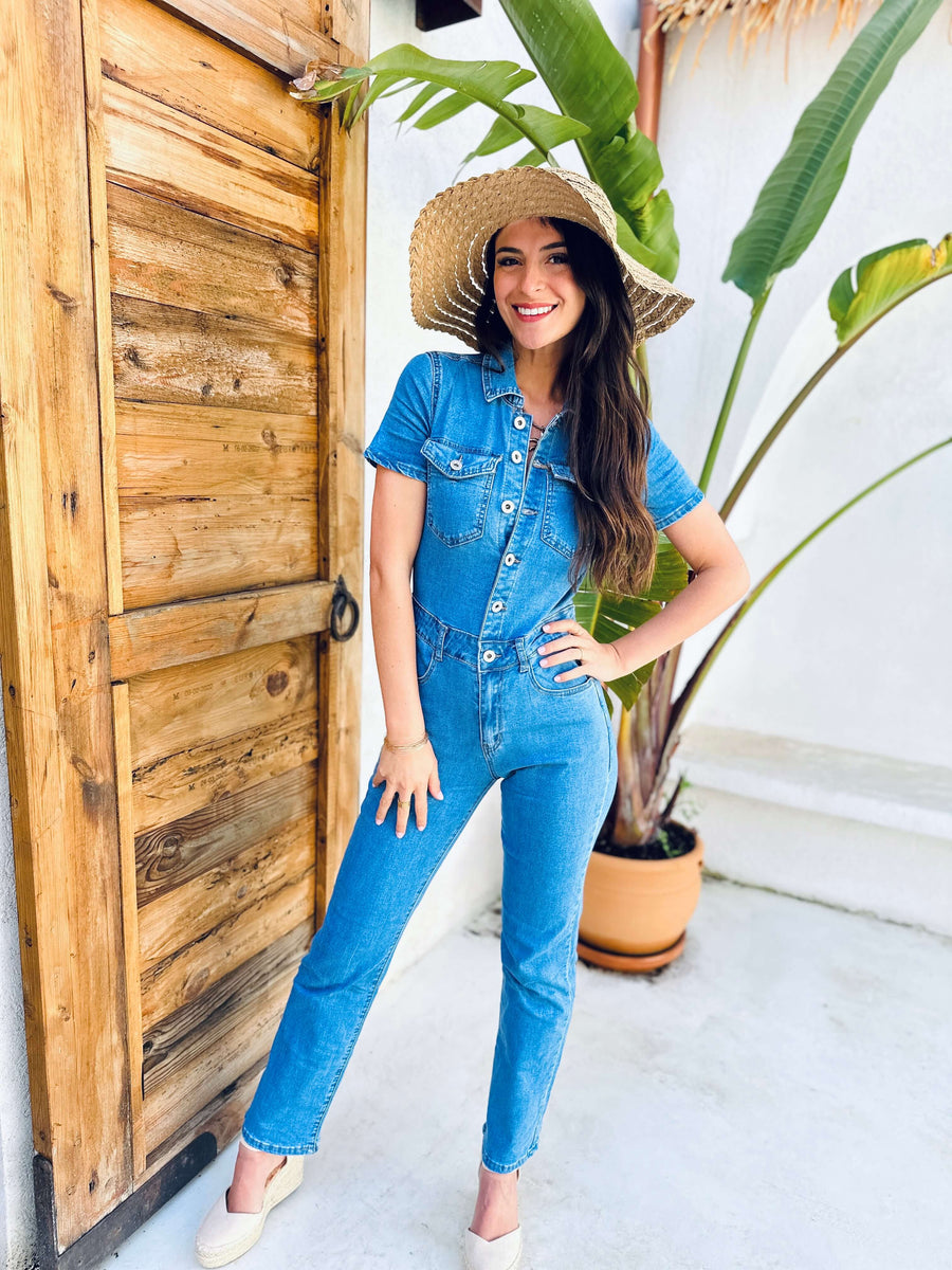 Emy | Collared Denim Jumpsuit