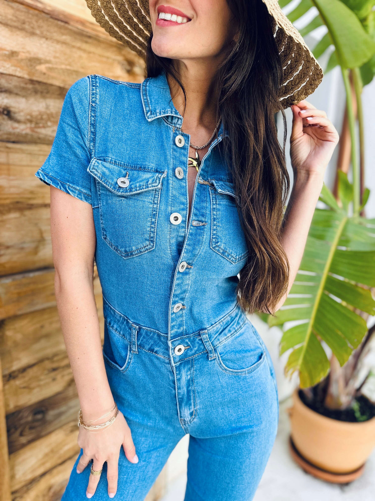 Emy | Collared Denim Jumpsuit