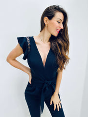 Ladawn | Ruffle-Sleeve V-Neck Jumpsuit
