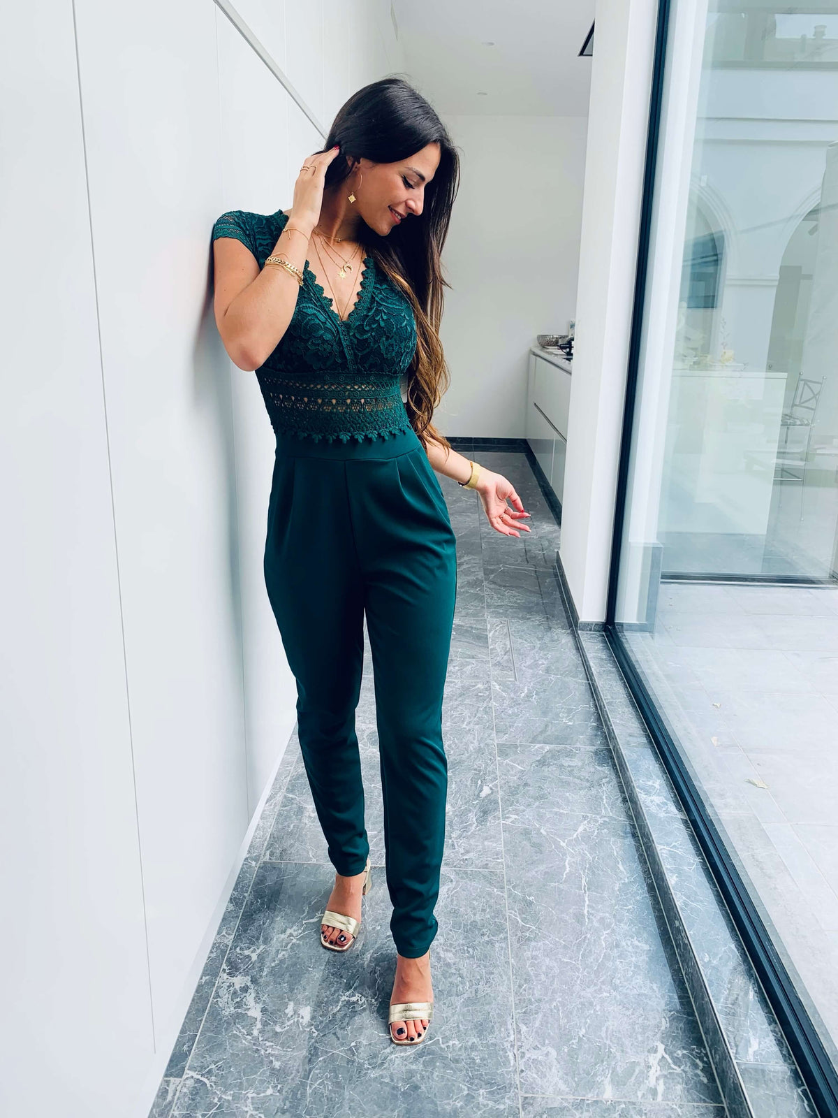 Stevi | Lace V-Neck Jumpsuit
