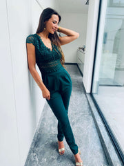Stevi | Lace V-Neck Jumpsuit