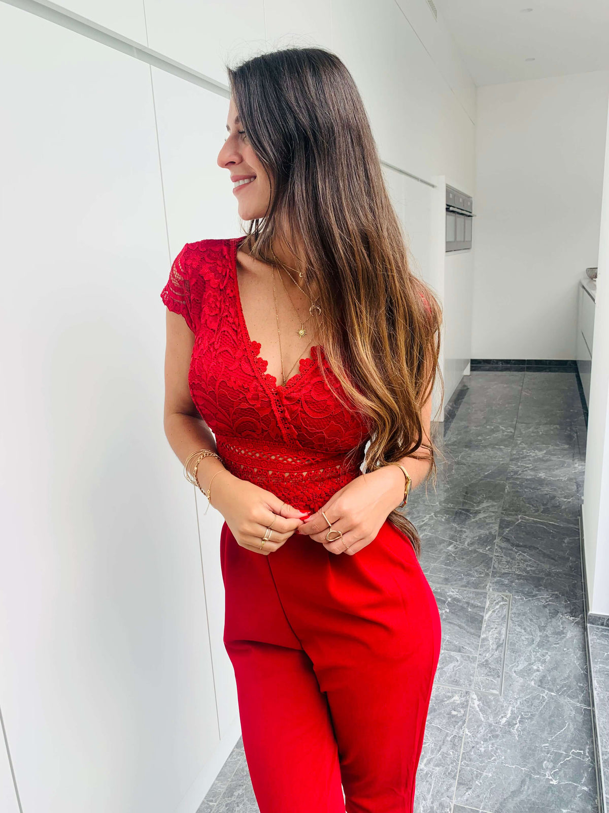 Stevi | Lace V-Neck Jumpsuit