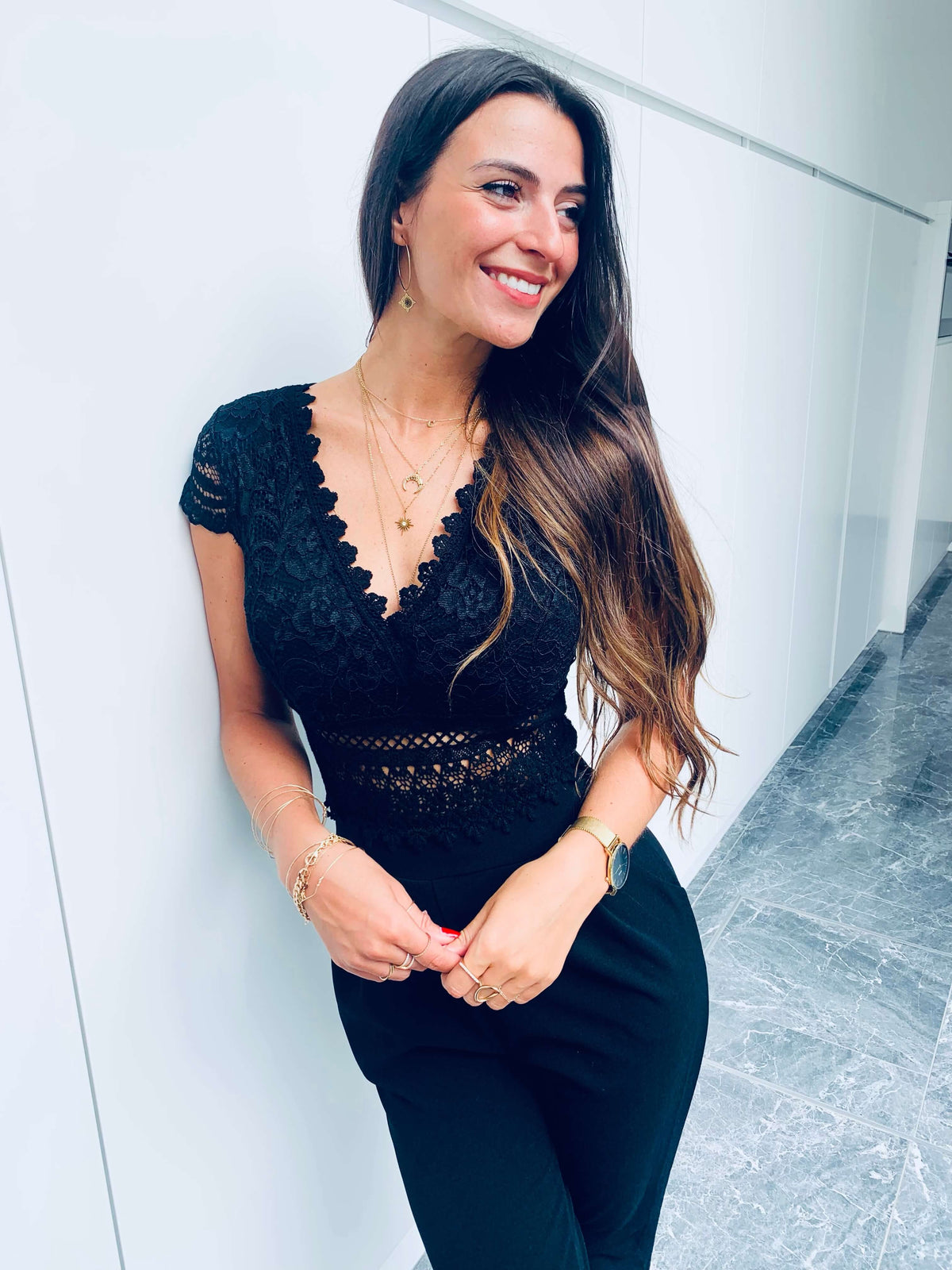 Stevi | Lace V-Neck Jumpsuit