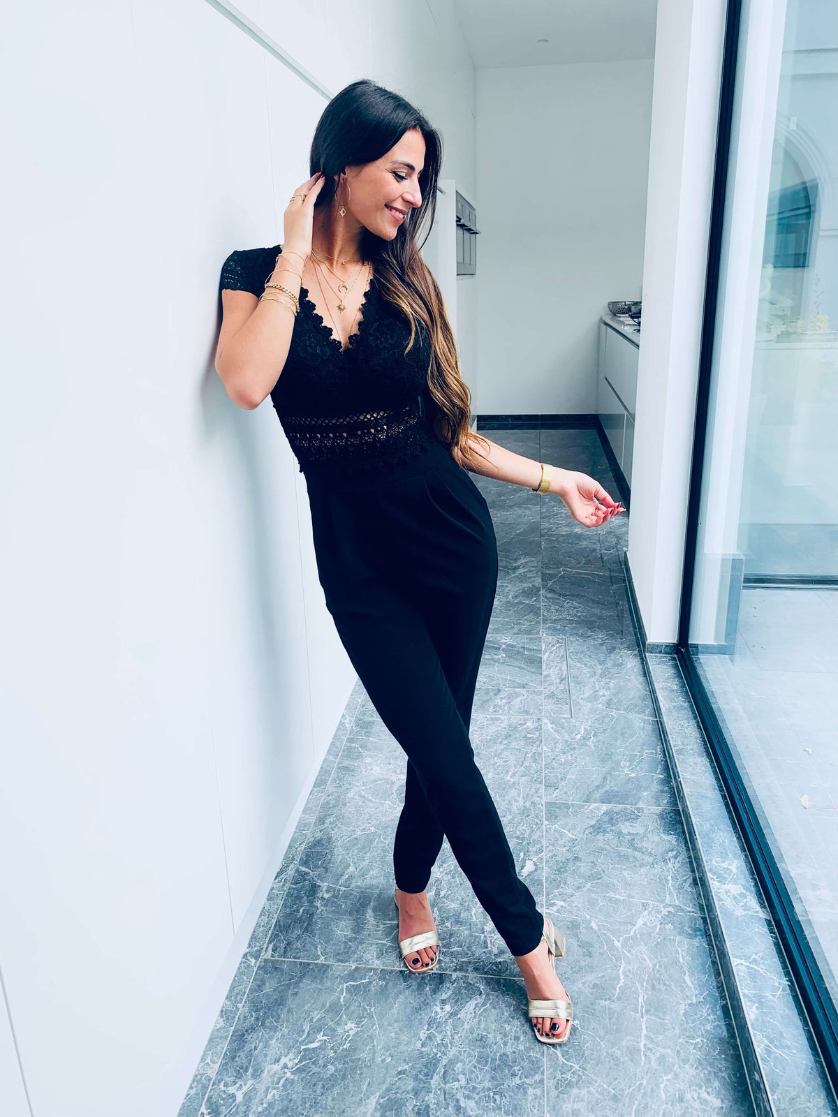 Stevi | Lace V-Neck Jumpsuit