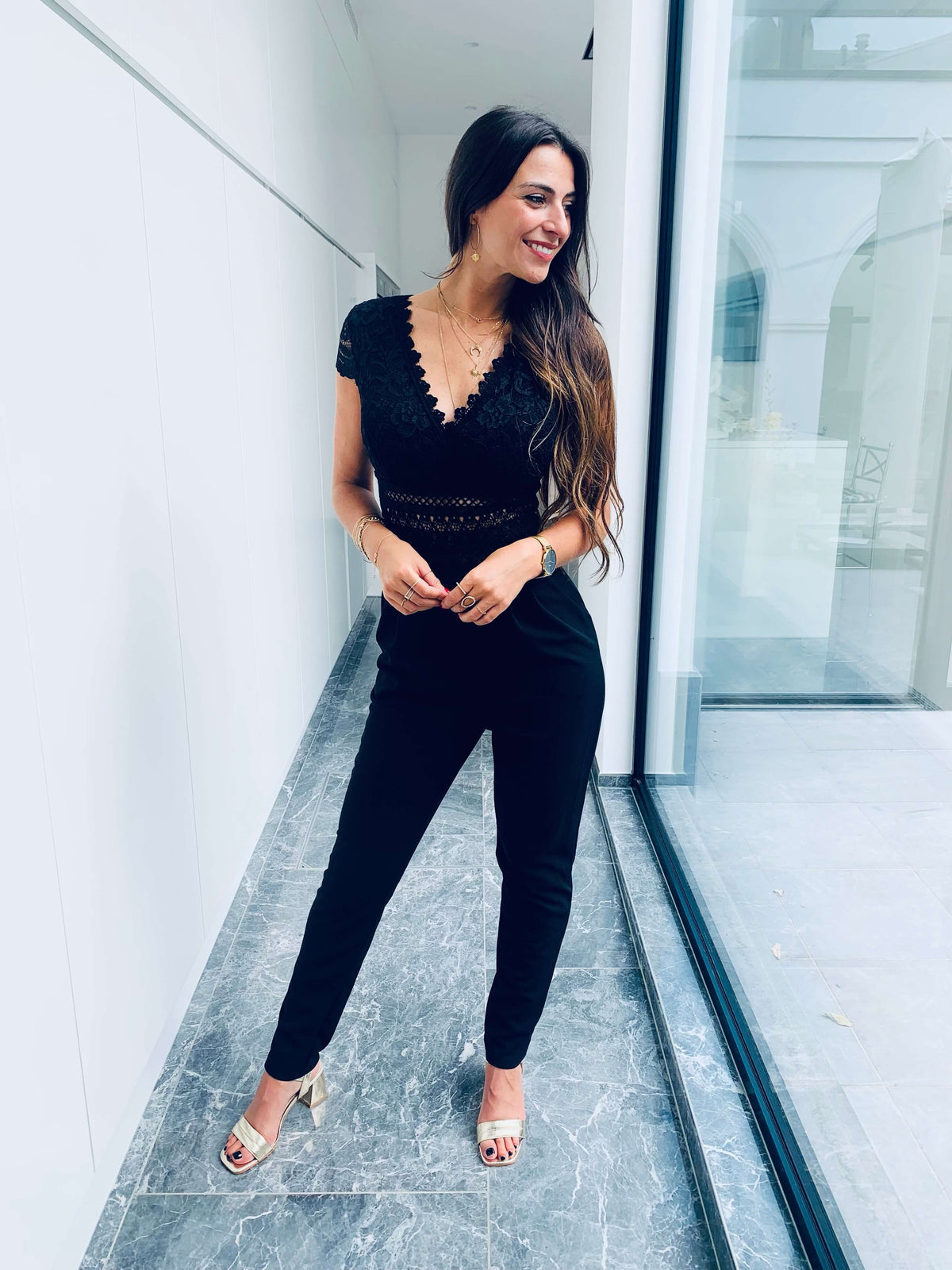 Stevi | Lace V-Neck Jumpsuit