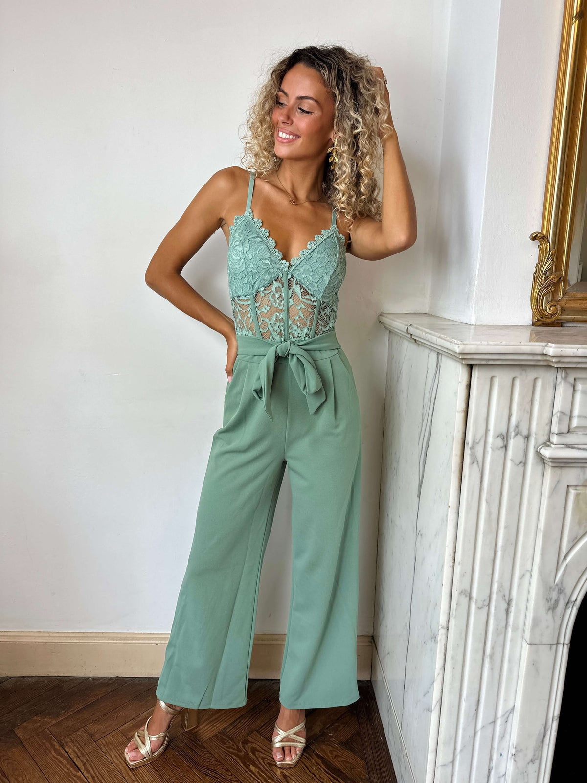 Ardelle | Lace-Bodice Wide-Leg Jumpsuit