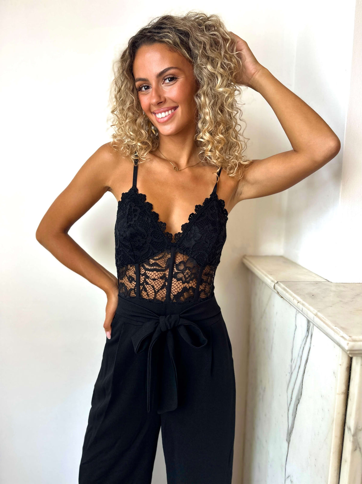 Ardelle | Lace-Bodice Wide-Leg Jumpsuit