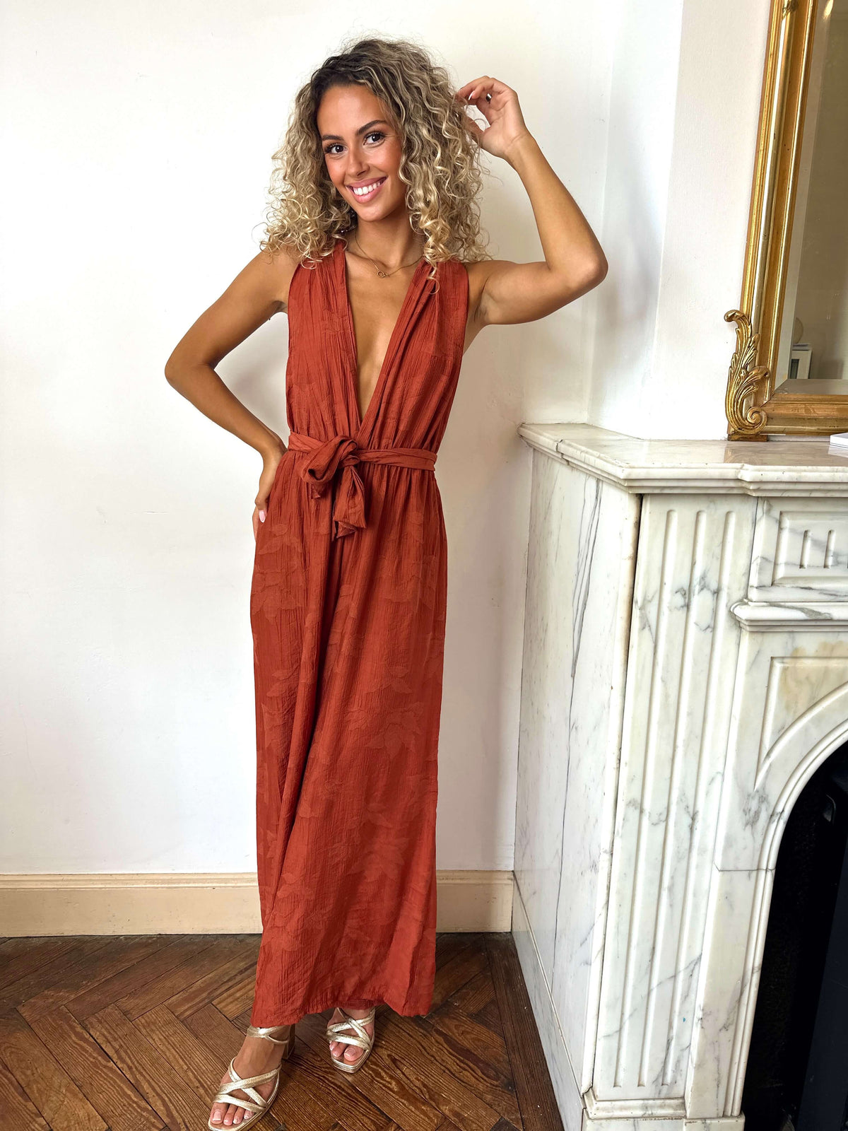 Parthenia | Tie-Waist Halter Jumpsuit