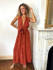 Parthenia | Tie-Waist Halter Jumpsuit