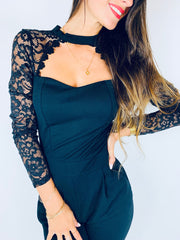 Laquanda | Lace-Sleeve Cut-Out Jumpsuit