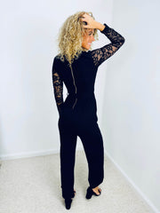 Kathey | Lace-Sleeve Wrap Jumpsuit