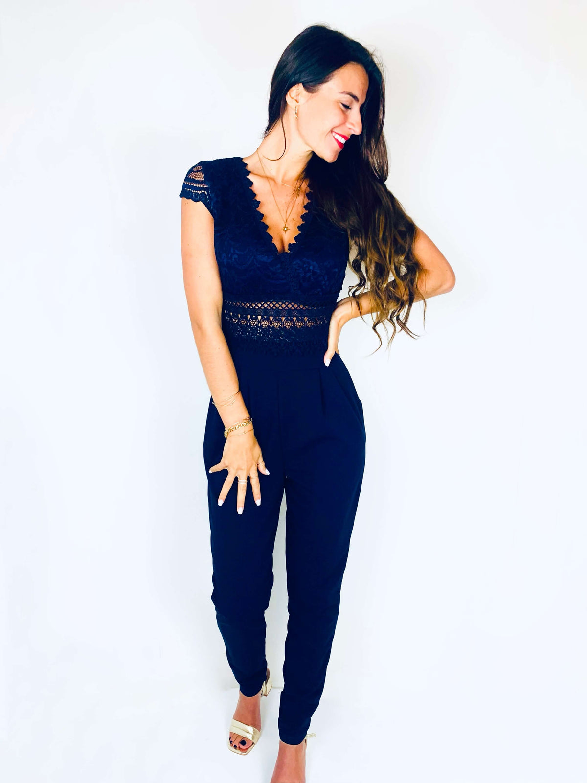 Stevi | Lace V-Neck Jumpsuit