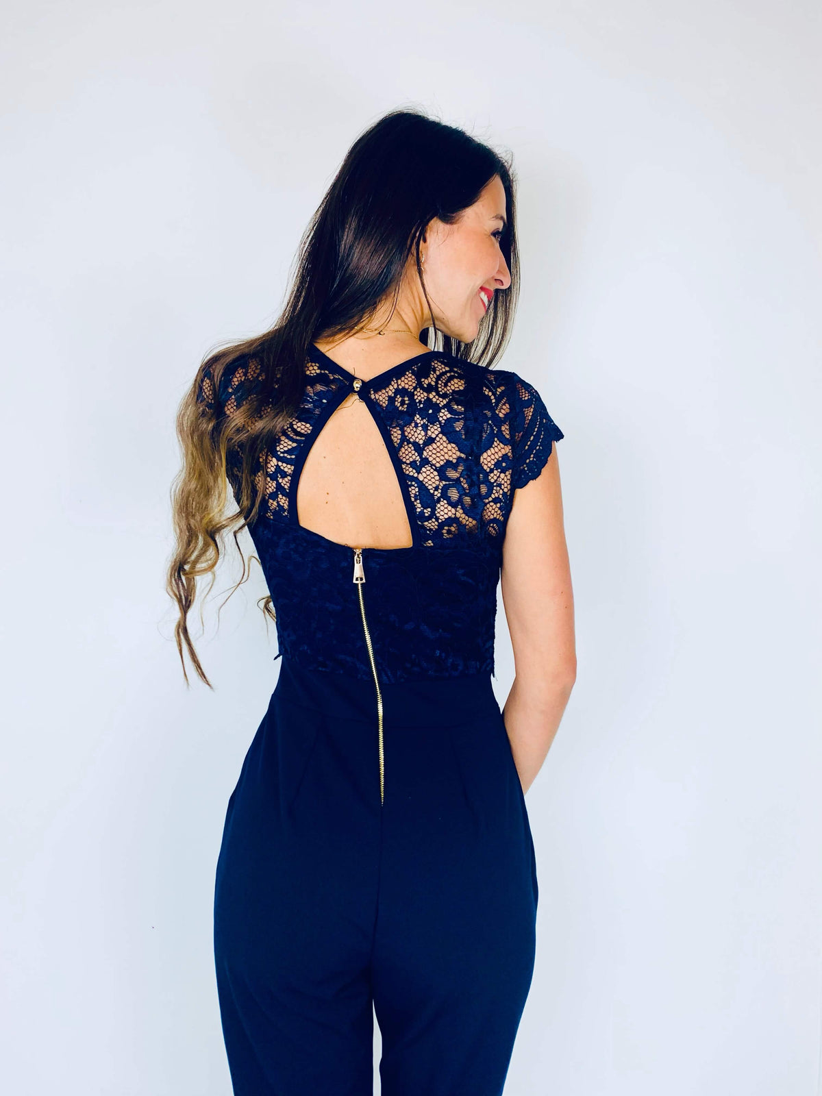 Stevi | Lace V-Neck Jumpsuit