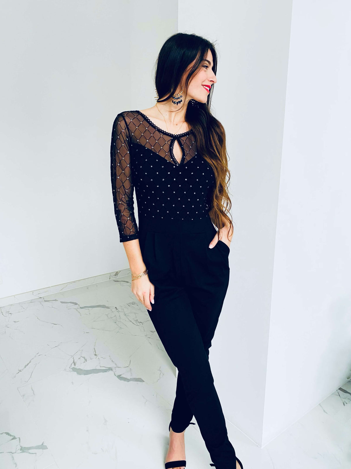 Desteny | Sheer-Panel Jumpsuit